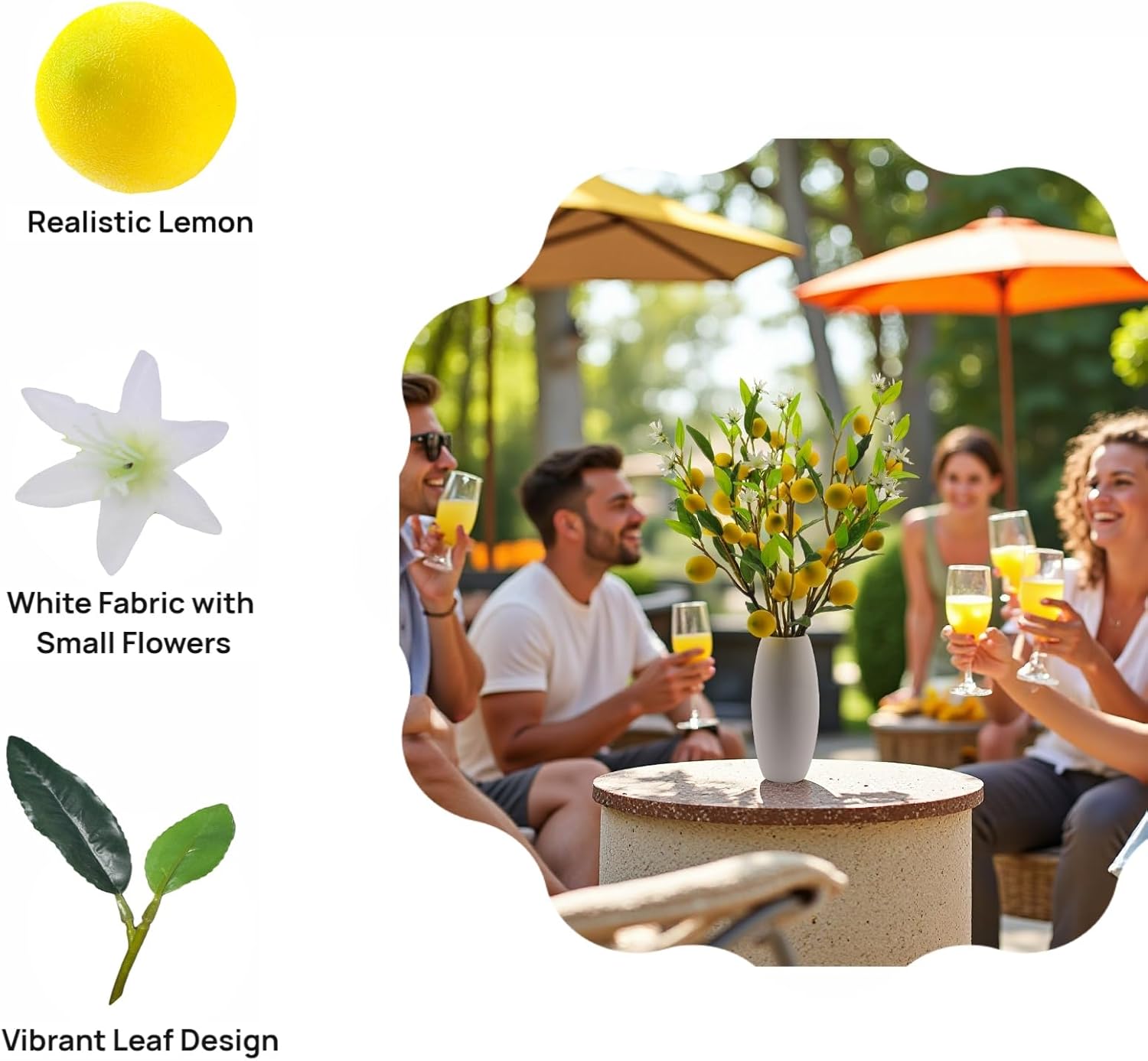 5pcs Artificial Lemons, Lifelike Fruit, Decor