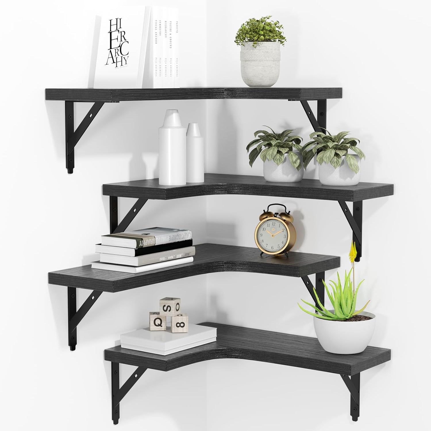 Corner Floating Shelves, Rustic Wood Set